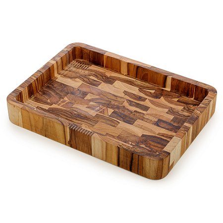 BANDEJA DE MADEIRA TECA 33CM X 24CM X 4,5CM - WOLFF CRAFT