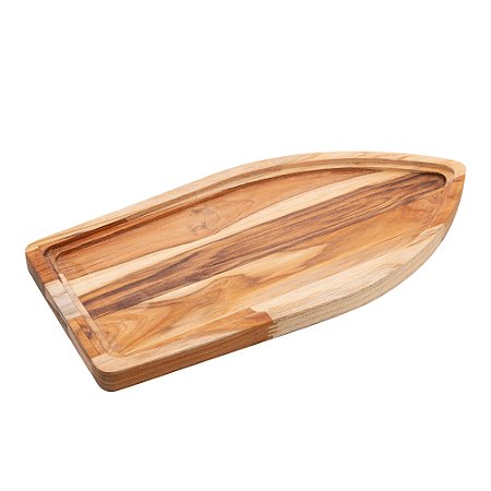 BANDEJA DE MADEIRA EM FORMATO DE BARCO TECA 40CM X 20CM X 2CM - WOLFF CRAFT