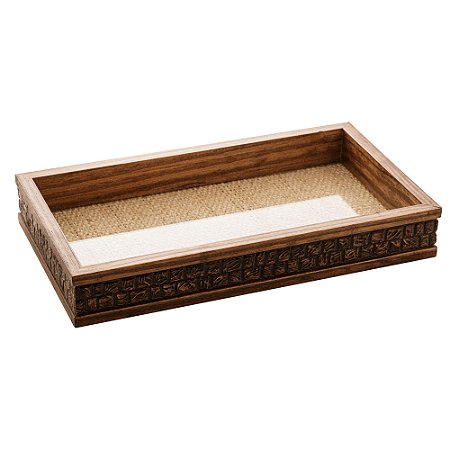 BANDEJA DE MADEIRA COQUINHO COM SISAL NATURAL 30CM X 17CM X 4CM - WOODART