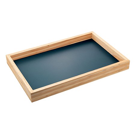 BANDEJA DE MADEIRA COM FUNDO LAQUEADO PINUS AZUL 46CM X 31CM X 4,5CM - WOODART