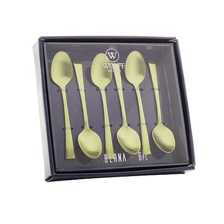 CONJUNTO 6 COLHERES DE CAFÉ DE AÇO INOX BERNA CHAMPANHE FOSCO - WOLFF