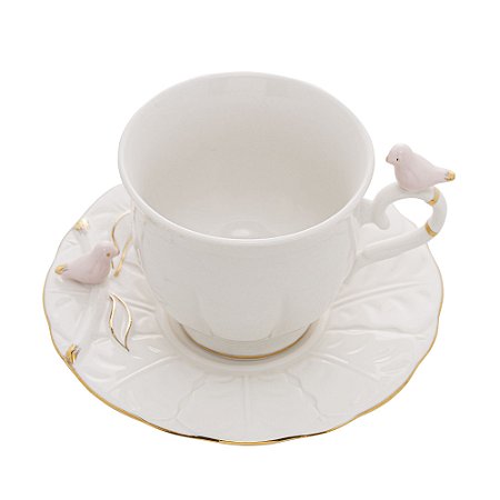 CONJUNTO 4 XÍCARAS DE CHÁ DE PORCELANA BIRDS 200ML - WOLFF