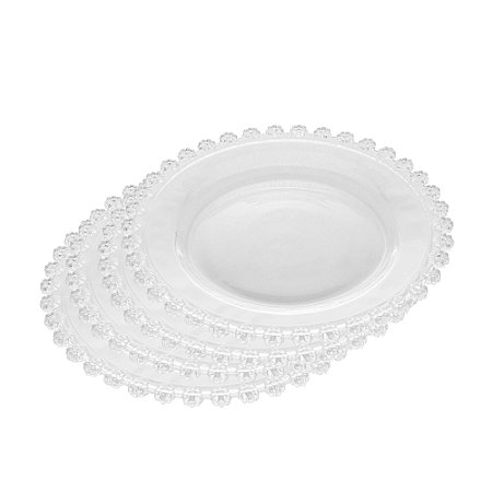 CONJUNTO 4 PRATOS PARA SOBREMESA DE CRISTAL DAISY 20CM - WOLFF
