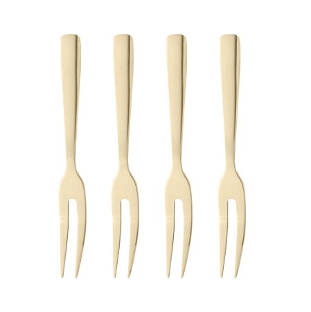 CONJUNTO 4 GARFOS DE AÇO INOX PARA APERITIVO DOURADO - WOLFF