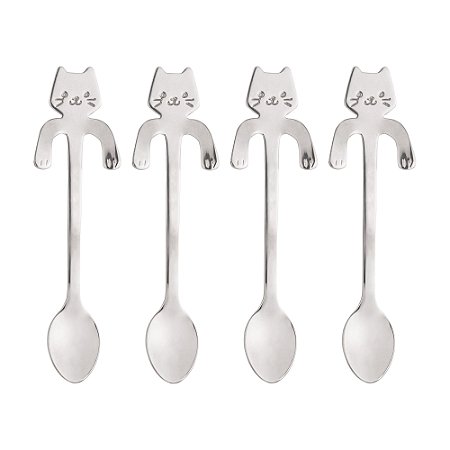 CONJUNTO 4 COLHERES DE CHÁ DE AÇO INOX CAT PRATA - WOLFF