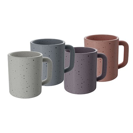 CONJUNTO 4 CANECAS DE CAFÉ DE CERÂMICA GRANILITE 90ML - WOLFF