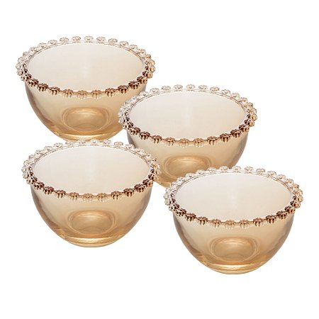 CONJUNTO 4 BOWLS DE CRISTAL DAISY ÂMBAR 14CM X 8CM - WOLFF