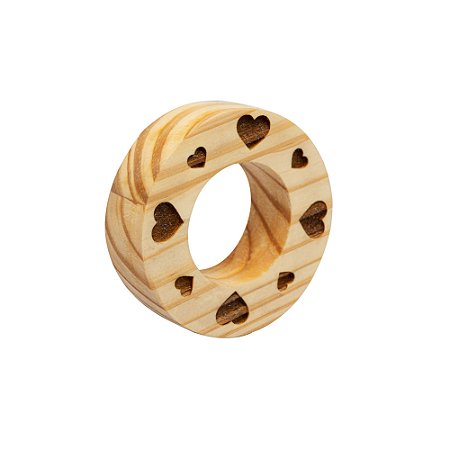 CONJUNTO 4 ANÉIS REDONDOS PARA GUARDANAPOS DE MADEIRA PINUS NAMORADOS 8CM X 2CM - WOODART