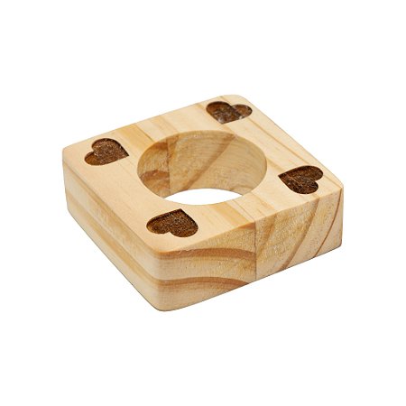 CONJUNTO 4 ANÉIS QUADRADOS PARA GUARDANAPOS DE MADEIRA PINUS NAMORADOS 7CM X 2CM - WOODART