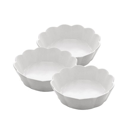 CONJUNTO 3 BOWLS DE PORCELANA PÉLATA BRANCO MATT 14,5CM X 5CM - WOLFF