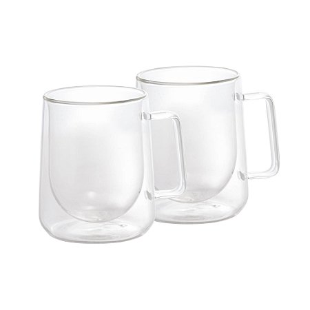 CONJUNTO 2 XÍCARAS DE CAFÉ E CHÁ PAREDE DUPLA DE VIDRO BOROSSILICATO 300ML - WOLFF