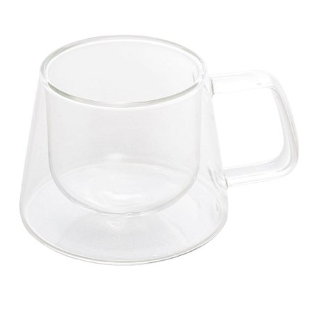 CONJUNTO 2 XÍCARAS DE CAFÉ E CHÁ PAREDE DUPLA DE VIDRO BOROSSILICATO 180ML - WOLFF
