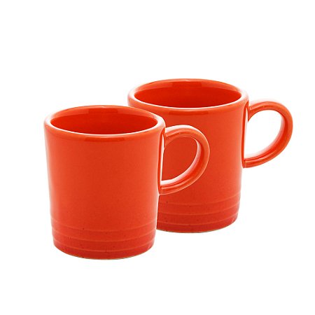 CONJUNTO 2 XÍCARAS DE CAFÉ DE CERÂMICA RETRÔ LARANJA 100ML - WOLFF