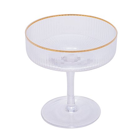 CONJUNTO 2 TAÇAS DE VIDRO COUPE COM BORDA DOURADA LINES 200ML - WOLFF