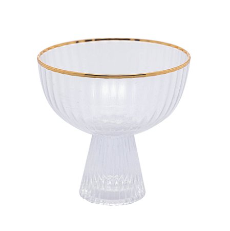 CONJUNTO 2 TAÇAS DE SOBREMESA DE CRISTAL COM FIO DE OURO LINES 200ML - WOLFF