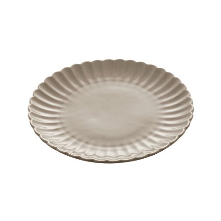 CONJUNTO 2 PRATOS RASOS DE PORCELANA PÉTALA AREIA MATT 25 CM - WOLFF