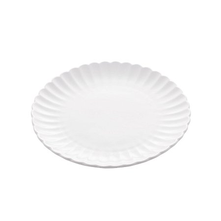 CONJUNTO 2 PRATOS PARA SOBREMESA DE PORCELANA PÉTALA BRANCO MATT 20CM - WOLFF