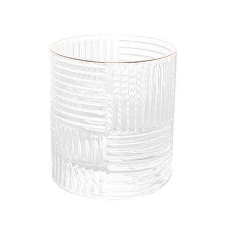 CONJUNTO 2 COPOS PARA WHISKY DE VIDRO COM BORDA DOURADA CHESS 320ML - WOLFF