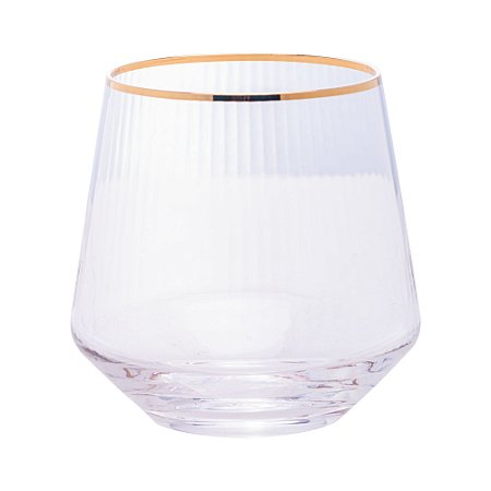 CONJUNTO 2 COPOS BAIXOS DE VIDRO COM FIO DE OURO LINES 330ML - WOLFF