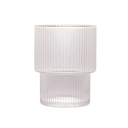 CONJUNTO 2 COPOS BAIXOS DE CRISTAL COM FIO DE OURO LINES 220ML - WOLFF