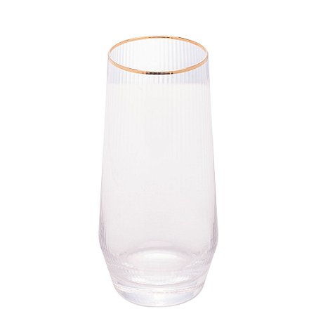 CONJUNTO 2 COPOS ALTOS DE VIDRO COM BORDA DOURADA LINES 400ML - WOLFF