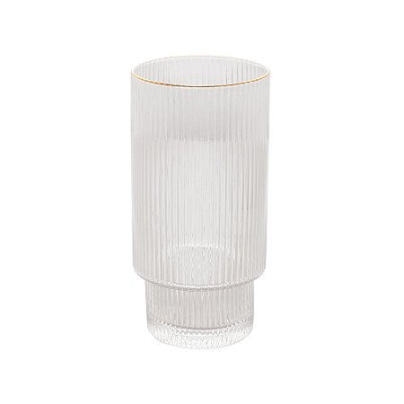 CONJUNTO 2 COPOS ALTOS DE CRISTAL COM FIO DE OURO LINES 400ML - WOLFF