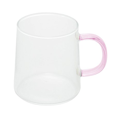 CONJUNTO 2 CANECAS DE VIDRO BOROSSILICATO COM ALÇA FUN ROSA 320ML - WOLFF