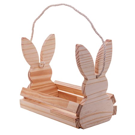 CESTO DE MADEIRA COM ALÇA PINUS EASTER 29CM X 25CM X 18CM - WOODART