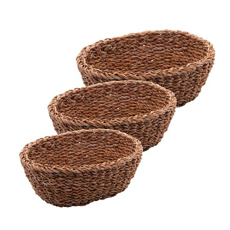 CONJUNTO 3 CESTAS OVAIS DE FIBRA NATURAL - WOLFF