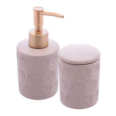 CONJUNTO 2 PEÇAS PARA BANHEIRO DE CERÂMICA LEAF NUDE - WOLFF