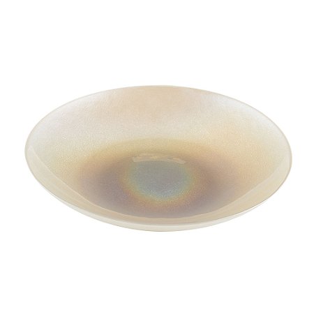 CENTRO DE MESA DE VIDRO PÉROLA 40CM X 7CM - WOLFF
