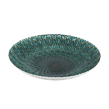 CENTRO DE MESA DE VIDRO PEACOCK 40CM X 7CM - WOLFF
