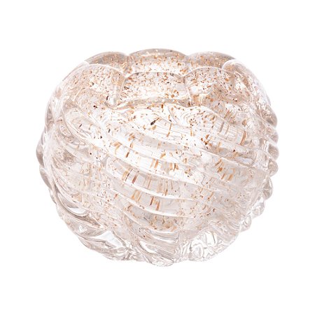 CENTRO DE MESA DE VIDRO ITALY TRANSPARENTE E DOURADO 12CM X 12CM X 9,5CM - WOLFF