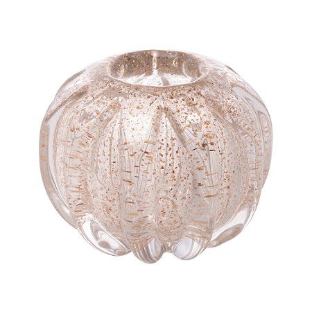 CENTRO DE MESA DE VIDRO ITALY TRANSPARENTE E DOURADO 12CM X 12CM X 10CM - WOLFF