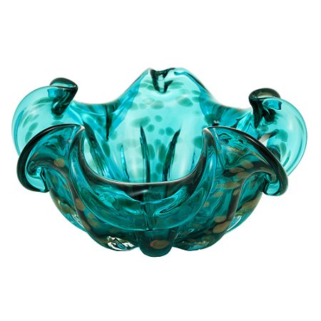 CENTRO DE MESA DE VIDRO ITALY AZUL E ROSÉ 21CM X 10CM - WOLFF