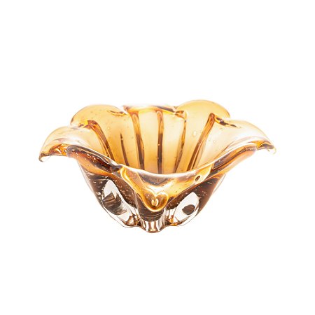 CENTRO DE MESA DE VIDRO ITALY ÂMBAR E MARROM 18CM X 9CM - WOLFF