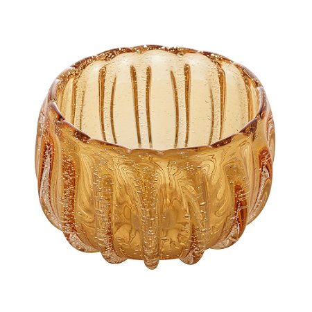 CENTRO DE MESA DE VIDRO ITALY ÂMBAR 22CM X 14,5CM - WOLFF
