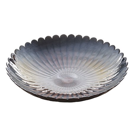 CENTRO DE MESA DE VIDRO IBIS BRONZE/PETRÓLEO 40CM X 8,5CM - WOLFF