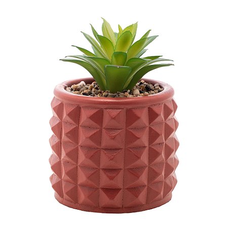 CACHEPOT DE CIMENTO COM SUCULENTA SPIKES TERRACOTA 10CM X 15CM - WOLFF