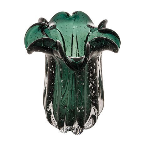 VASO DE VIDRO ITALY VERDE ESMERALDA 18CM X 21CM - WOLFF