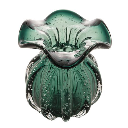 VASO DE VIDRO ITALY VERDE ESMERALDA 11,5CM X 13CM - WOLFF