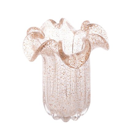 VASO DE VIDRO ITALY TRANSPARENTE E DOURADO 18CM X 18CM X 21CM - WOLFF