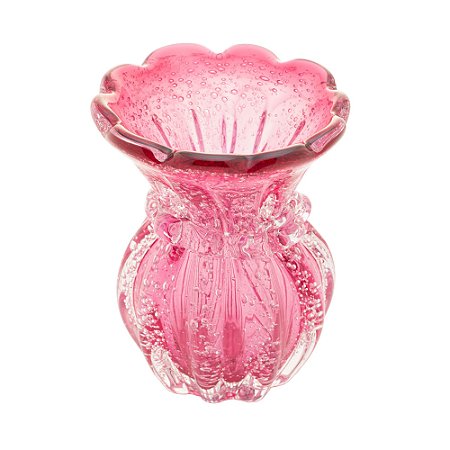 VASO DE VIDRO ITALY ROSA E DOURADO 9,5CM X 14CM - WOLFF