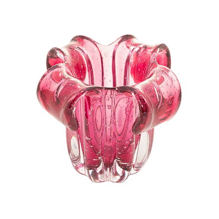 VASO DE VIDRO ITALY ROSA 14CM X 13CM - WOLFF