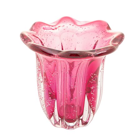VASO DE VIDRO ITALY ROSA 14,5CM X 13CM - WOLFF