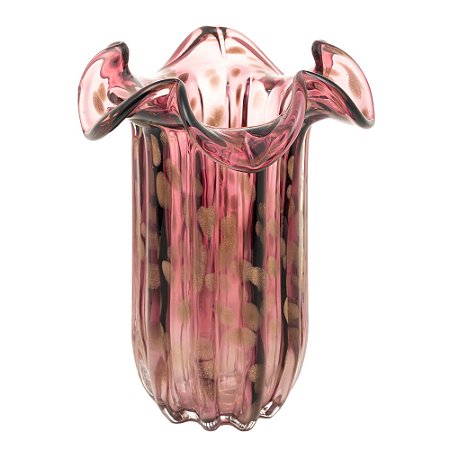 VASO DE VIDRO ITALY PÚRPURA E ROSÉ 19CM X 24CM - WOLFF