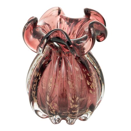 VASO DE VIDRO ITALY PÚRPURA E ROSÉ 13CM X 17CM - WOLFF