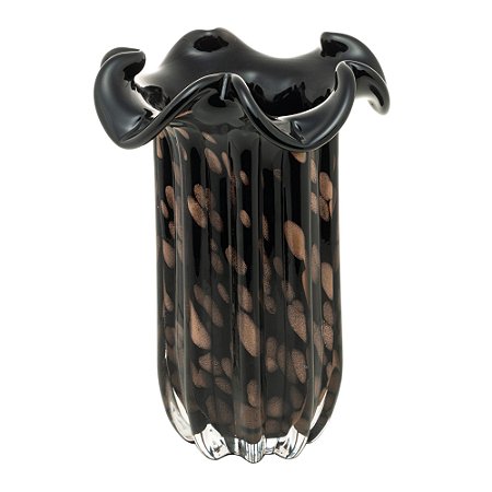 VASO DE VIDRO ITALY PRETO E ROSÉ 19CM X 24CM - WOLFF