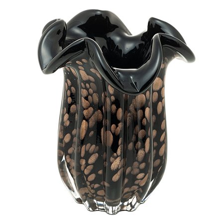 VASO DE VIDRO ITALY PRETO E ROSÉ 18CM X 21CM - WOLFF