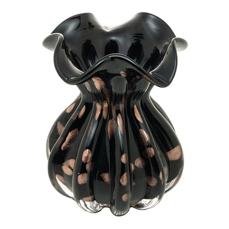 VASO DE VIDRO ITALY PRETO E ROSÉ 11,5CM X 13CM - WOLFF